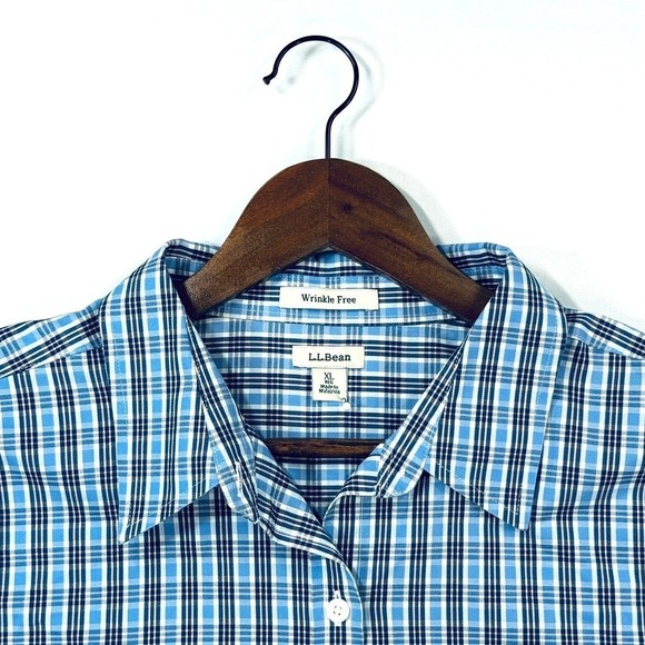 L.L. Bean Other - LL Bean, Wrinkle Free Plaid, Long Sleeve Baby Blue/White Plaid, Men's XL